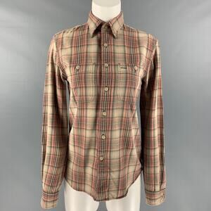 RRL by RALPH LAUREN Size S Pink Beige Cotton Plaid Blouse